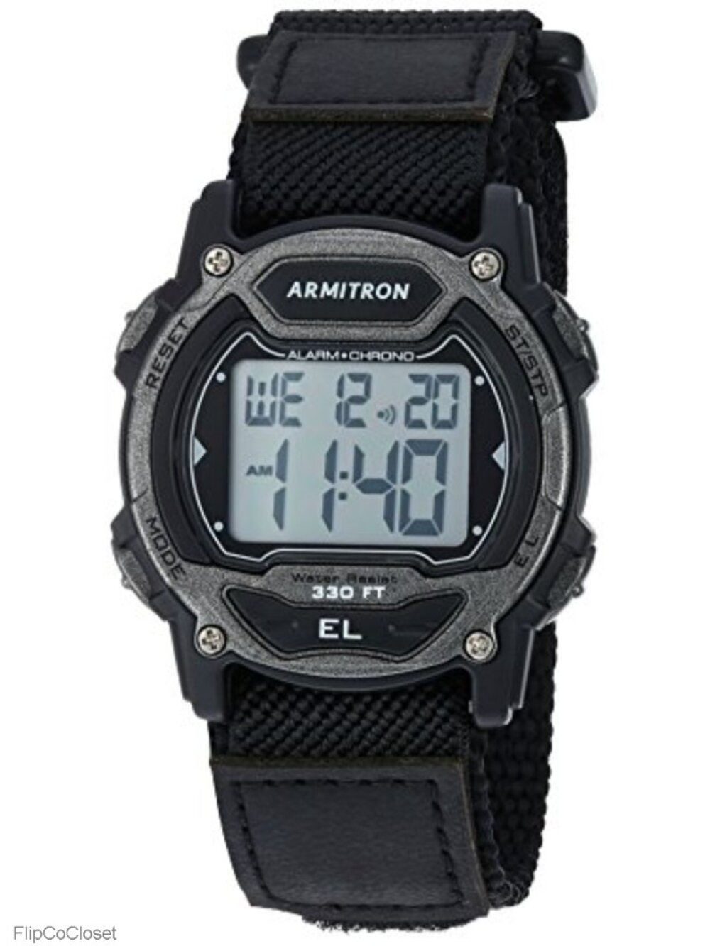 Unisex Digital Quartz Chronograph Nylon Strap Watch Water Resistant 100m